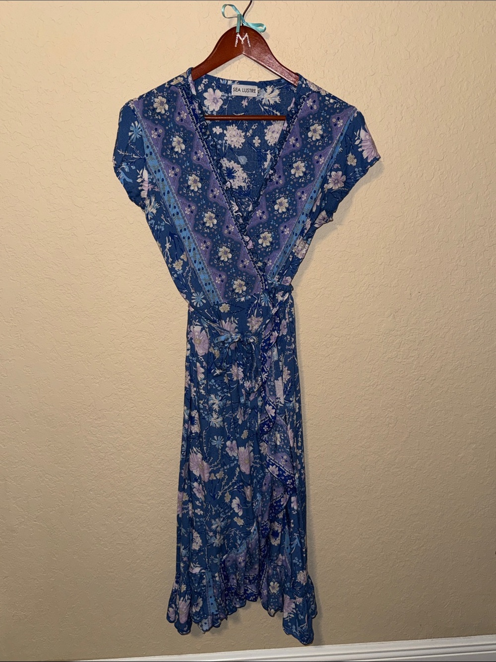 Sea Lustre Blue Floral Maxi Wrap Dress